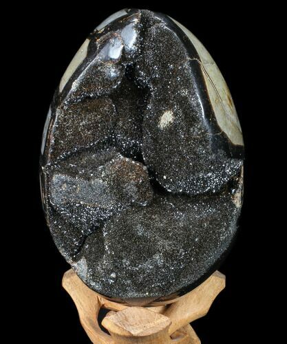 Septarian Dragon Egg Geode - Black Crystals #88188